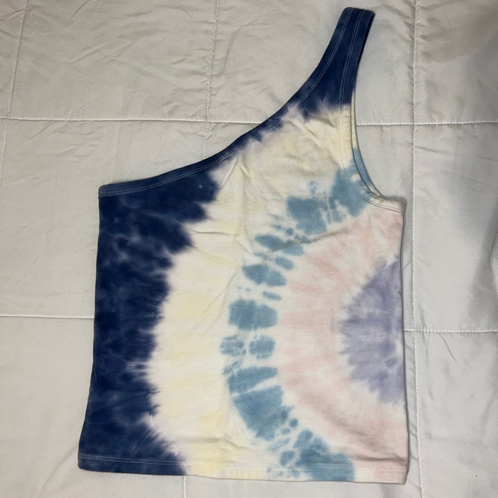 American Eagle Tie Dye blue,pink,purple,yellow One Shoulder Crop Top Women’s S